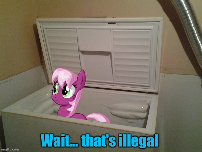 Pinkie Bat's basement... | Wait... that's illegal | image tagged in freezer,pinkie pie,my little pony,spooktober,halloween is coming | made w/ Imgflip meme maker