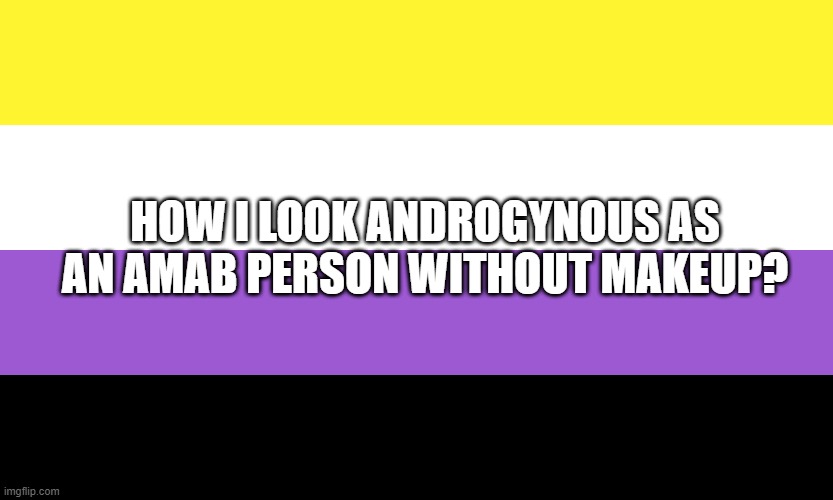 Nonbinary | HOW I LOOK ANDROGYNOUS AS AN AMAB PERSON WITHOUT MAKEUP? | image tagged in nonbinary | made w/ Imgflip meme maker