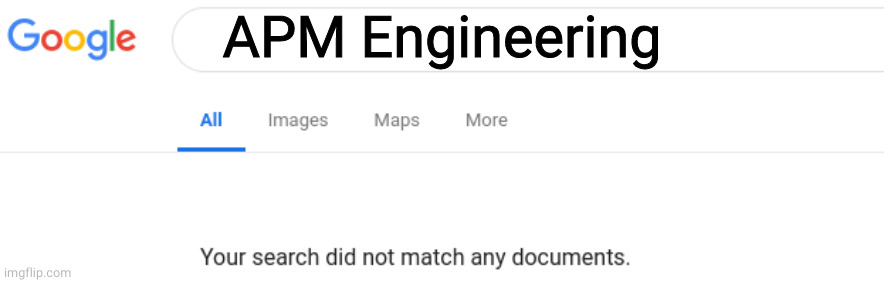 Google No Results | APM Engineering | image tagged in google no results | made w/ Imgflip meme maker
