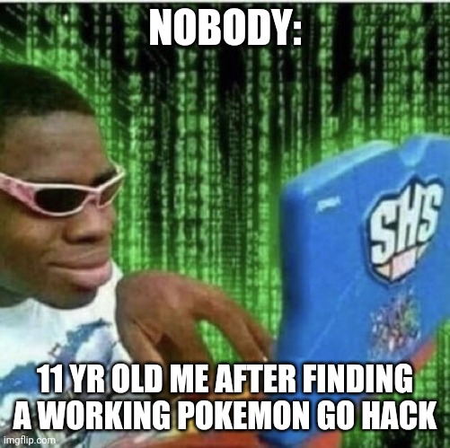 Ryan Beckford | NOBODY:; 11 YR OLD ME AFTER FINDING A WORKING POKEMON GO HACK | image tagged in ryan beckford | made w/ Imgflip meme maker