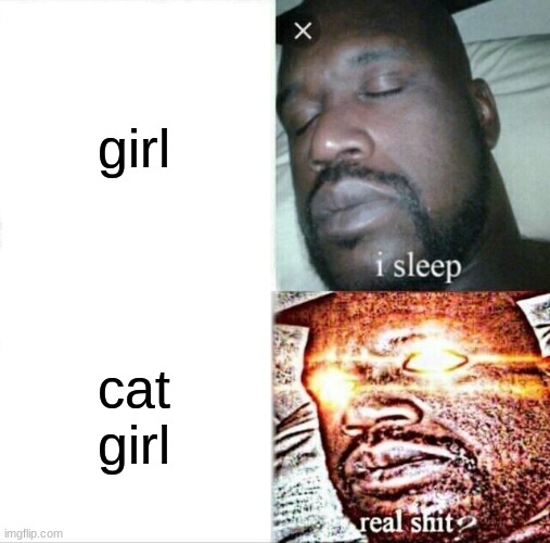 C A T GIRL WERE!!!!! | girl; cat girl | image tagged in memes,sleeping shaq | made w/ Imgflip meme maker