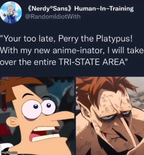 I would love to see that episode if it really existed | image tagged in phineas and ferb,anime | made w/ Imgflip meme maker