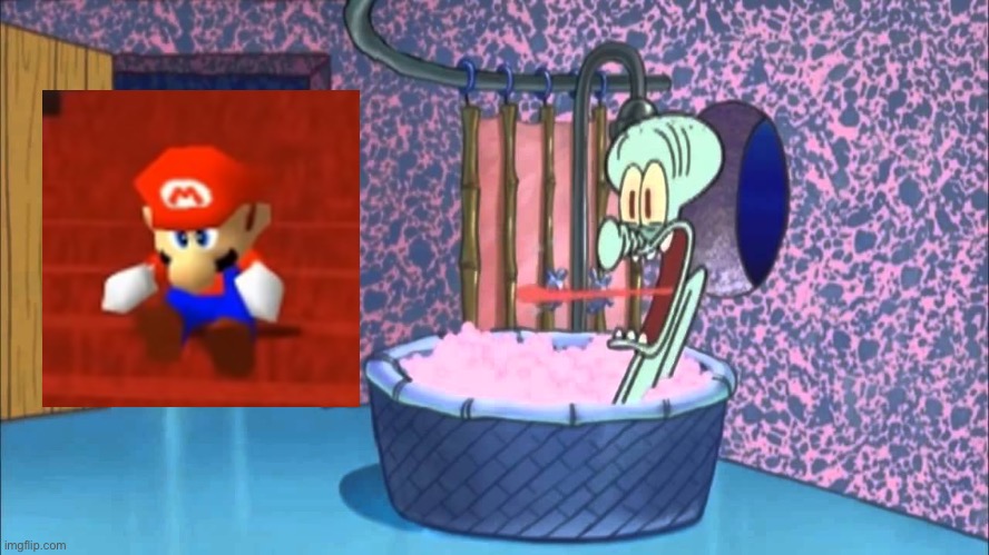 Mario BLJs through Squidward’s House | image tagged in who dropped by squidward's house,super mario 64 | made w/ Imgflip meme maker