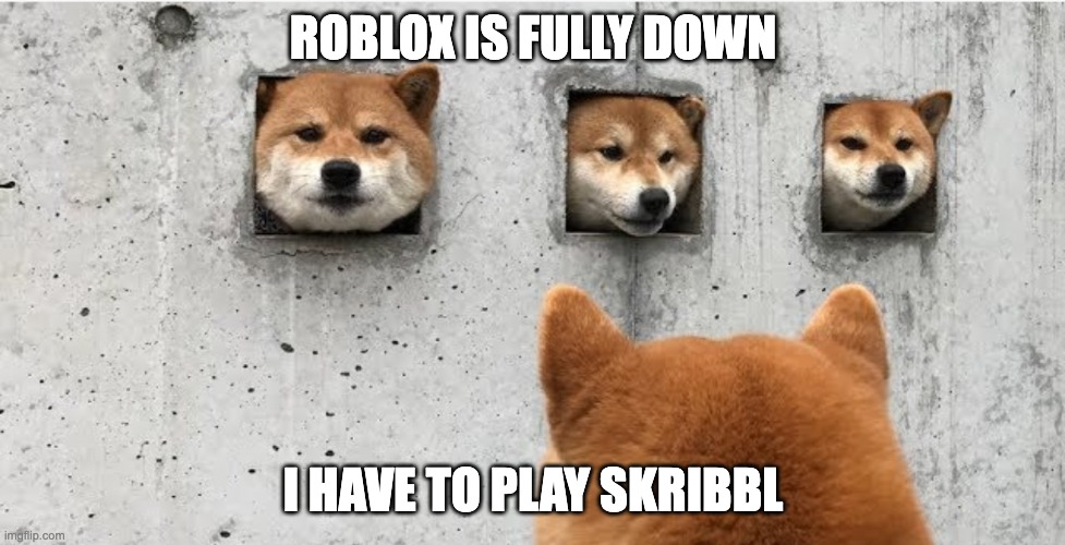 The doge council | ROBLOX IS FULLY DOWN; I HAVE TO PLAY SKRIBBL | image tagged in the doge council | made w/ Imgflip meme maker