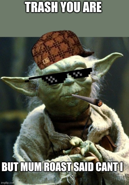 Star Wars Yoda Meme | TRASH YOU ARE; BUT MUM ROAST SAID CANT I | image tagged in memes,star wars yoda | made w/ Imgflip meme maker