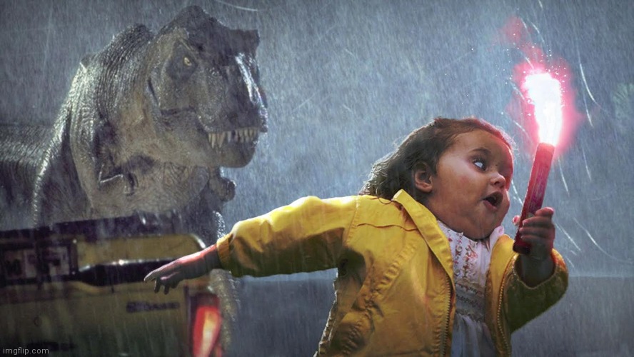 Run | image tagged in bubble girl with t rex | made w/ Imgflip meme maker