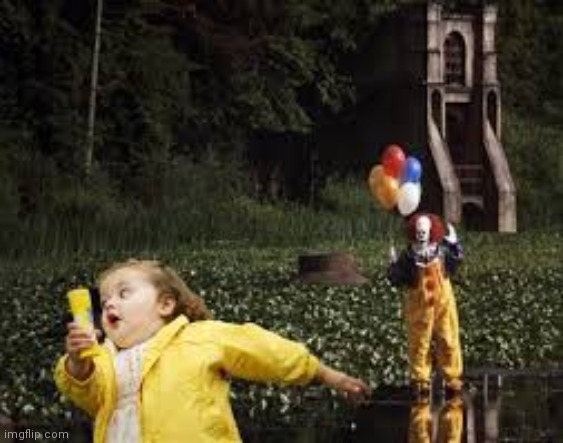 Bubble girl and clown | image tagged in it | made w/ Imgflip meme maker