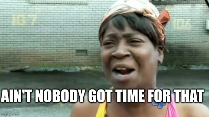 Ain't Nobody Got Time For That Meme | AIN'T NOBODY GOT TIME FOR THAT | image tagged in memes,ain't nobody got time for that | made w/ Imgflip meme maker