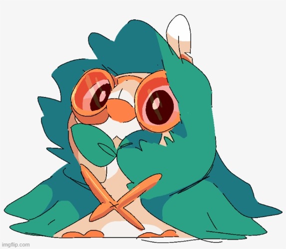 this is adorable | image tagged in rowlet,decidueye | made w/ Imgflip meme maker