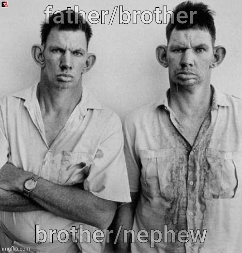 Inbred twins | father/brother brother/nephew | image tagged in inbred twins | made w/ Imgflip meme maker