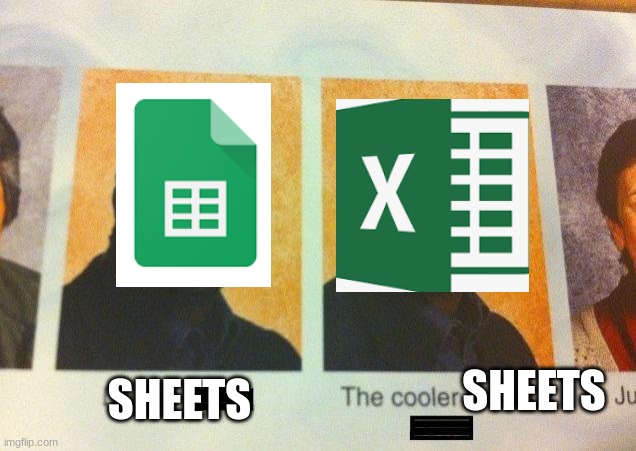 Excel is better why did i decide to use sheets | SHEETS; SHEETS | image tagged in the cooler daniel | made w/ Imgflip meme maker