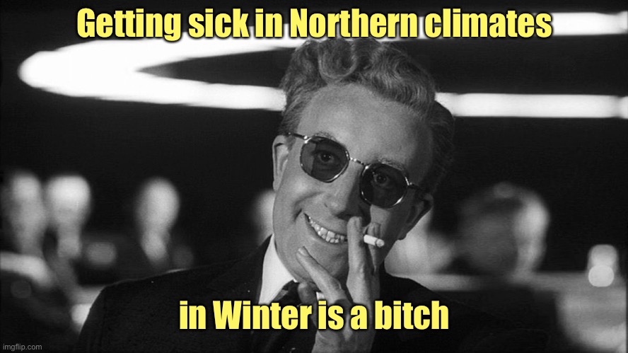 Doctor Strangelove says... | Getting sick in Northern climates in Winter is a bitch | image tagged in doctor strangelove says | made w/ Imgflip meme maker