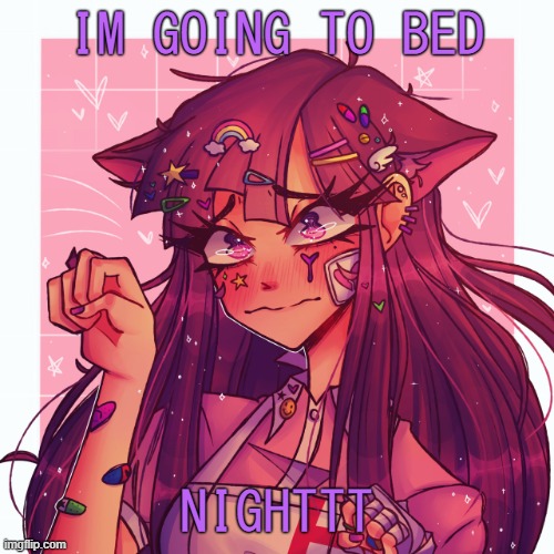 .-. | IM GOING TO BED; NIGHTTT | image tagged in p | made w/ Imgflip meme maker