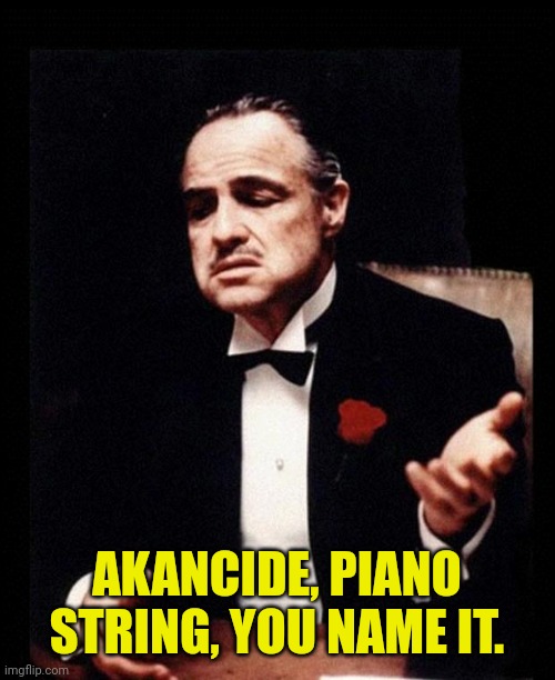 godfather | AKANCIDE, PIANO STRING, YOU NAME IT. | image tagged in godfather | made w/ Imgflip meme maker