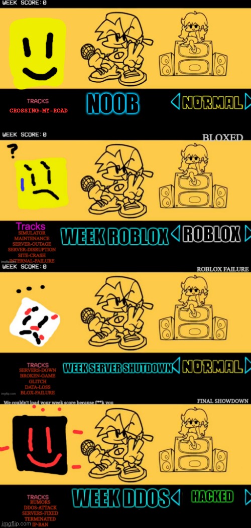 Roblox FNF Week, based off of ROBLOX's current state (Feels like its on  life support, jesus) - Imgflip