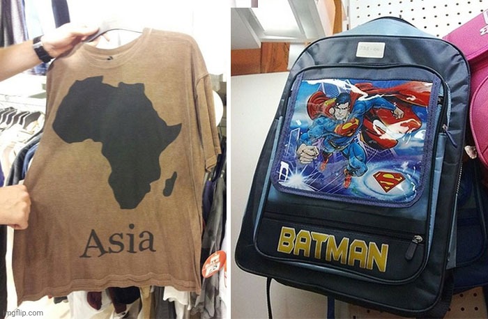 This. Is. AFRICA! (And since when Superman was Bruce Wayne?) | image tagged in asia,africa,you had one job,batman,superman,fail | made w/ Imgflip meme maker