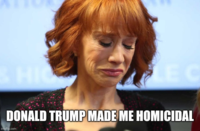 Kathy Griffin Crying | DONALD TRUMP MADE ME HOMICIDAL | image tagged in kathy griffin crying | made w/ Imgflip meme maker