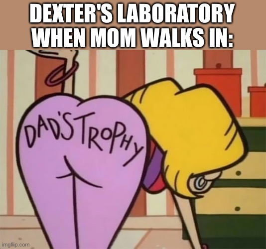 Why does this happen | DEXTER'S LABORATORY WHEN MOM WALKS IN: | made w/ Imgflip meme maker