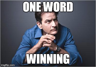 Serious Sheen | ONE WORD WINNING | image tagged in serious sheen | made w/ Imgflip meme maker