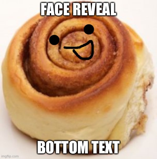 cinnamon roll | FACE REVEAL; BOTTOM TEXT | image tagged in cinnamon roll | made w/ Imgflip meme maker