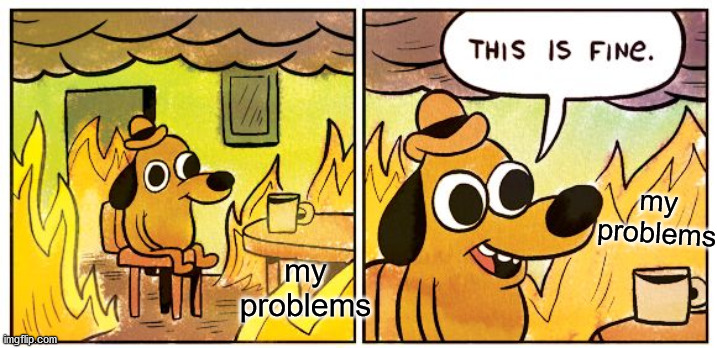 This Is Fine Meme | my problems; my problems | image tagged in memes,this is fine | made w/ Imgflip meme maker