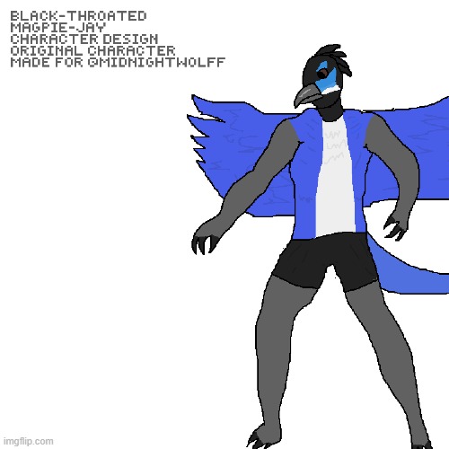 OC i made for someone on Pixilart | image tagged in oc,bird,avian,cool,blue,furries | made w/ Imgflip meme maker