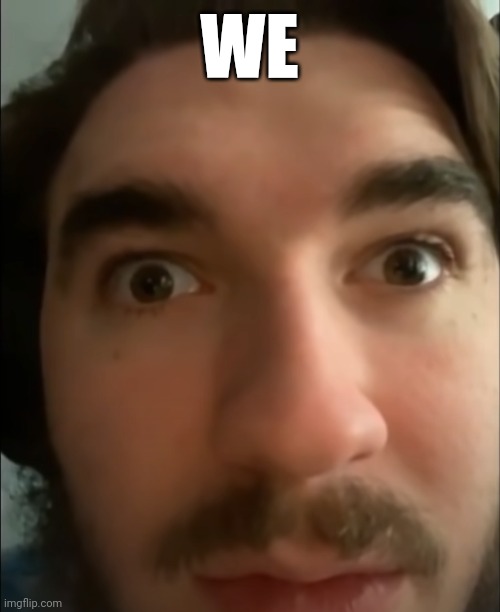 W e | WE | image tagged in jschlatt stare | made w/ Imgflip meme maker