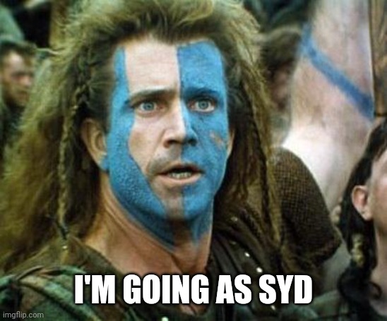 Is Mel Gibson an alcoholic racist? | I'M GOING AS SYD | image tagged in is mel gibson an alcoholic racist | made w/ Imgflip meme maker