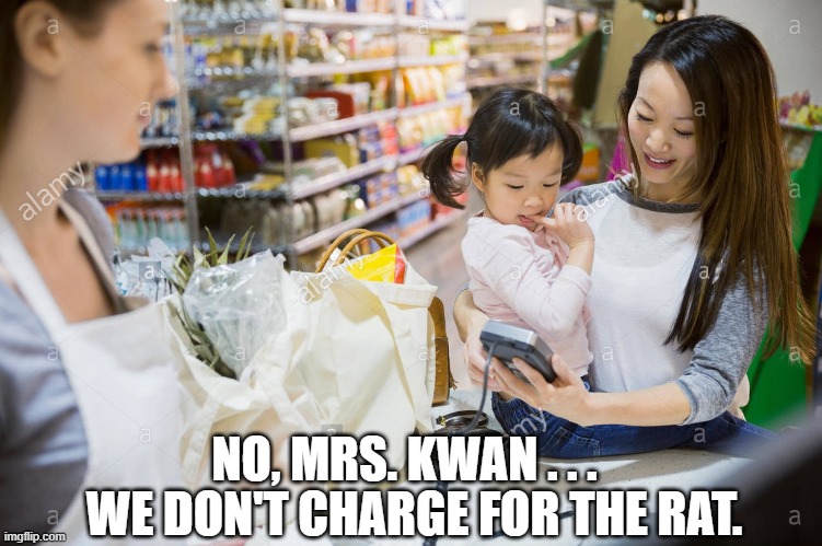 WE DON'T CHARGE FOR THE RAT. NO, MRS. KWAN . . . | made w/ Imgflip meme maker