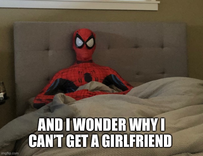 Spider-Man | AND I WONDER WHY I CAN’T GET A GIRLFRIEND | image tagged in spider-man | made w/ Imgflip meme maker