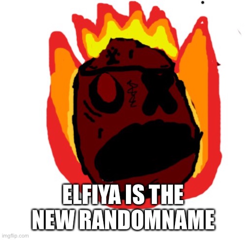 Angy man burns alive | ELFIYA IS THE NEW RANDOMNAME | image tagged in angy man burns alive | made w/ Imgflip meme maker