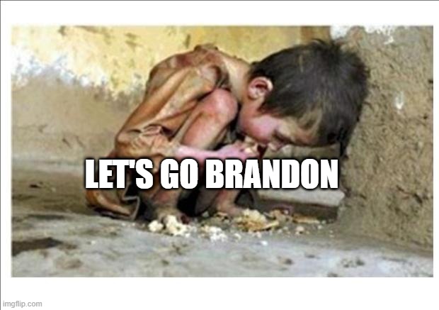 Starving child | LET'S GO BRANDON | image tagged in starving child | made w/ Imgflip meme maker