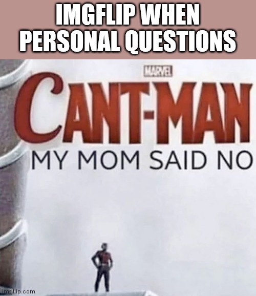 Cant-man | IMGFLIP WHEN PERSONAL QUESTIONS | image tagged in cant-man | made w/ Imgflip meme maker