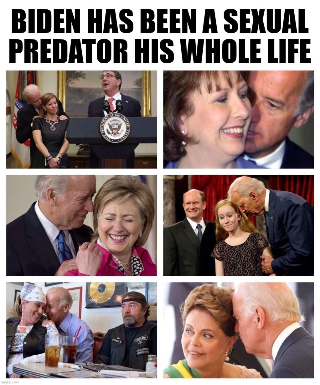 Sniffing and grabbing little kids for years. | BIDEN HAS BEEN A SEXUAL PREDATOR HIS WHOLE LIFE | image tagged in creepy joe biden,sniff | made w/ Imgflip meme maker