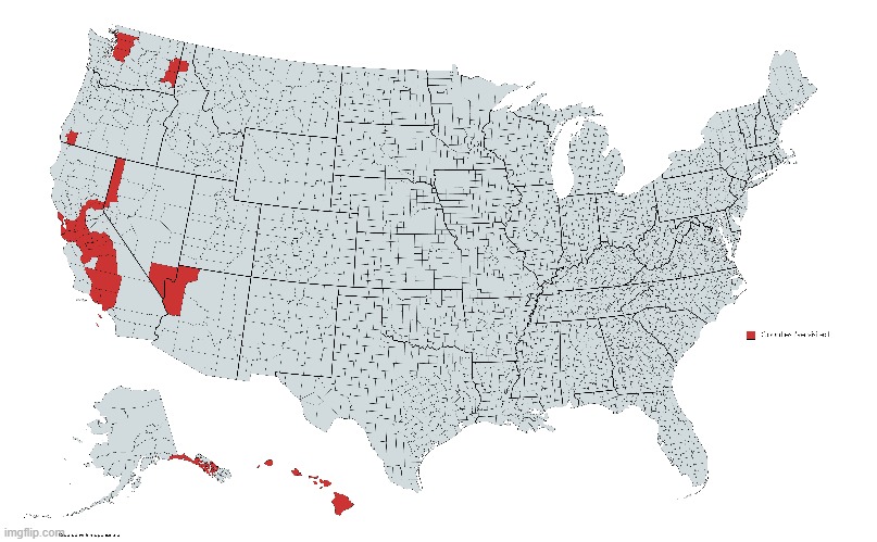 Red is counties I've been to | made w/ Imgflip meme maker