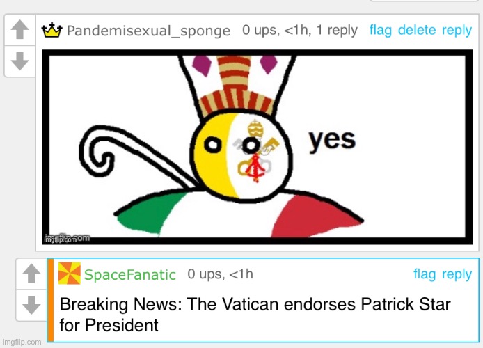 Vote for Patrick Star today! | image tagged in demisexual_sponge | made w/ Imgflip meme maker