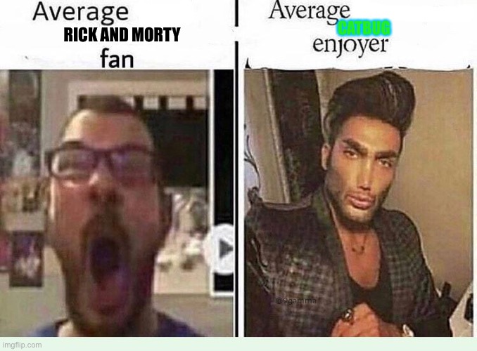 Only Bravest Warriors fans would get this | CATBUG; RICK AND MORTY | image tagged in average blank fan vs average blank enjoyer | made w/ Imgflip meme maker