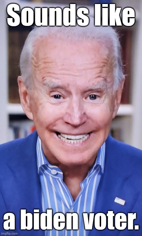 Senile, snickering obiden says | Sounds like a biden voter. | image tagged in senile snickering obiden says | made w/ Imgflip meme maker