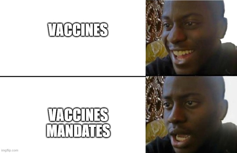 Realization | VACCINES VACCINES MANDATES | image tagged in realization | made w/ Imgflip meme maker