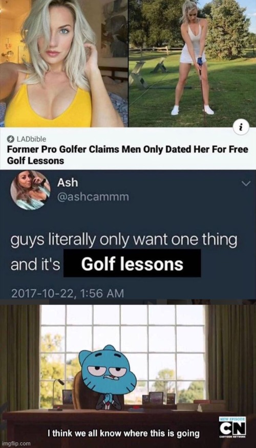 Golf lessons ?? | image tagged in i think we all know where this is going | made w/ Imgflip meme maker