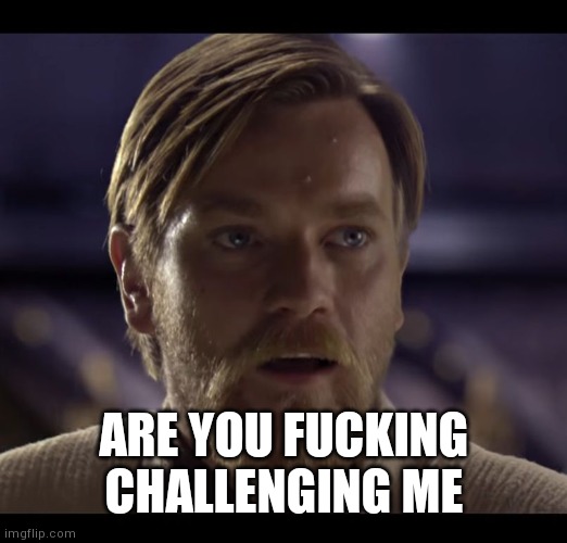 ARE YOU FUCKING CHALLENGING ME | image tagged in hello there | made w/ Imgflip meme maker