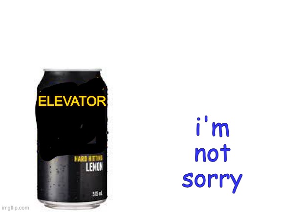 ELEVATOR - HARD HITTING LEMON | i'm not sorry; ELEVATOR | image tagged in blank white template,bad meme,sorry not sorry | made w/ Imgflip meme maker