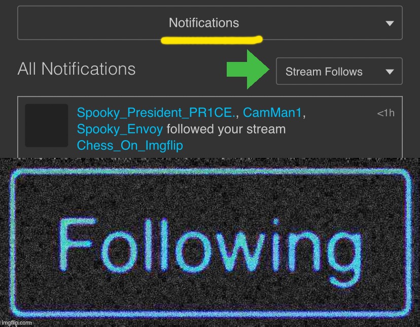 Tool for sorting your stream follow notifications. Helpful for stream mods to track trends & trolls. | image tagged in stream follow notifications,meme stream,stream mods,followers,imgflip,imgflip mods | made w/ Imgflip meme maker