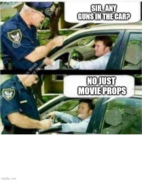 Holly Wad | SIR,  ANY GUNS IN THE CAR? NO JUST 
MOVIE PROPS | image tagged in police reserved parking | made w/ Imgflip meme maker