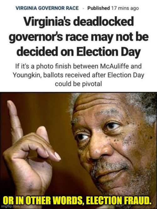 Get out and Vote in Virginia make'em work to cheat | OR IN OTHER WORDS, ELECTION FRAUD. | image tagged in this morgan freeman,election fraud,virginia | made w/ Imgflip meme maker