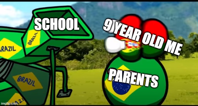 You're Going to School | SCHOOL; 9 YEAR OLD ME; PARENTS | image tagged in schoolmemesforfun,brazilandportugal,9yearoldmemes,school | made w/ Imgflip meme maker