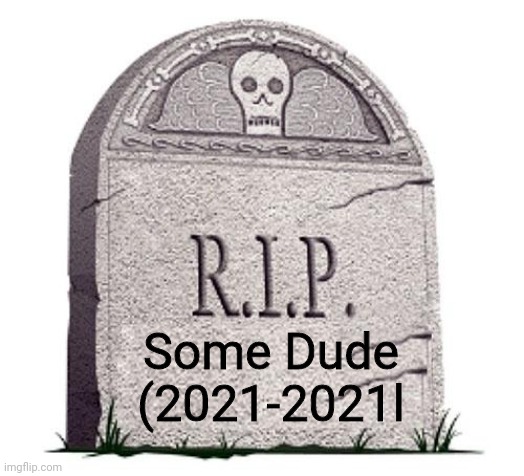 RIP | Some Dude
(2021-2021l | image tagged in rip | made w/ Imgflip meme maker
