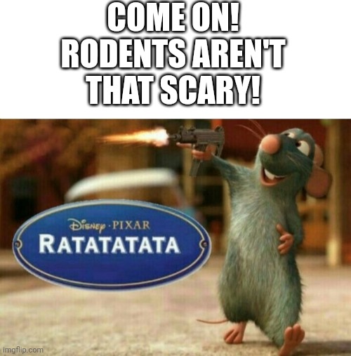 ratatata | COME ON! RODENTS AREN'T THAT SCARY! | image tagged in ratatata | made w/ Imgflip meme maker