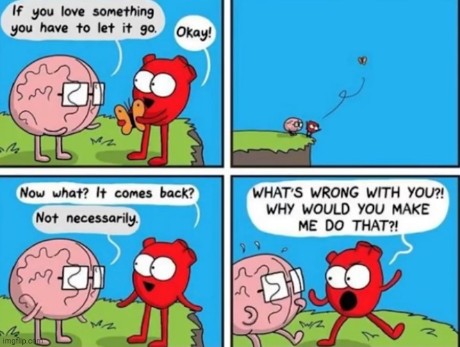 Brain and heart | image tagged in comics | made w/ Imgflip meme maker