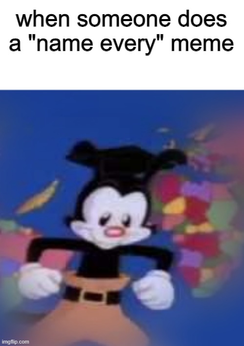 YAKKO | when someone does a "name every" meme | image tagged in yakko,funny,meme | made w/ Imgflip meme maker